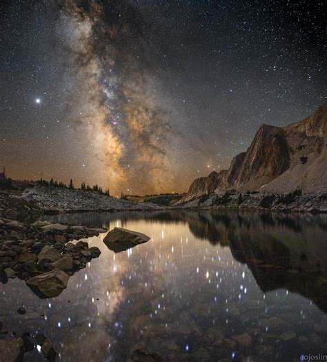 It was dark enough to see the Milky Way core reflected in the lake with the naked eye! : r/Astronomy