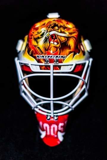 Brian Elliott's Mask - 09/10/2016 - Calgary Flames - Photos | Goalie mask, Football helmets, Calgary