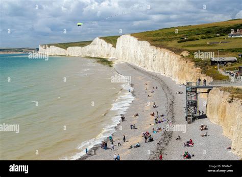 Birling Gap beach, and The Seven Sisters Sussex Stock Photo: 60068681 ...