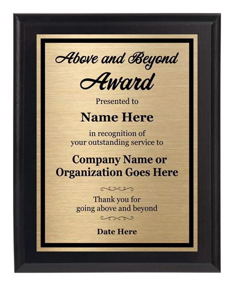 Buy Above and Beyond Award 8x10 Custom Plaque for Appreciation and Re ...