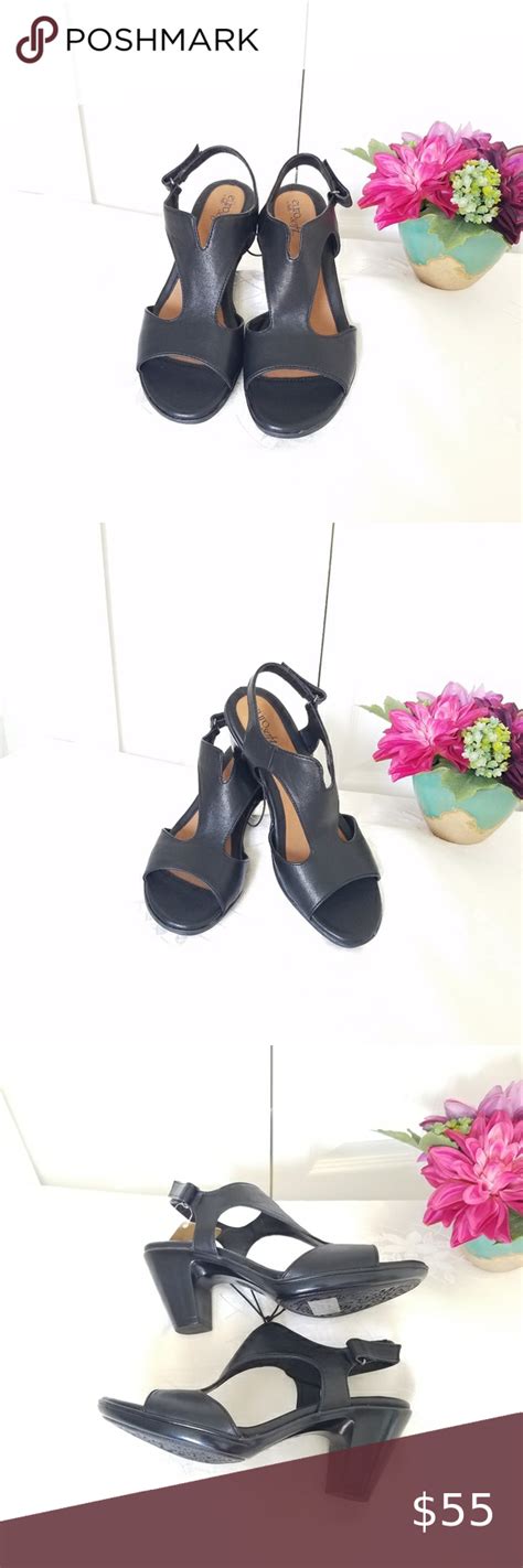 Eurosoft by Sofft Black Heel Sandals Size 8.5M | Black sandals heels ...