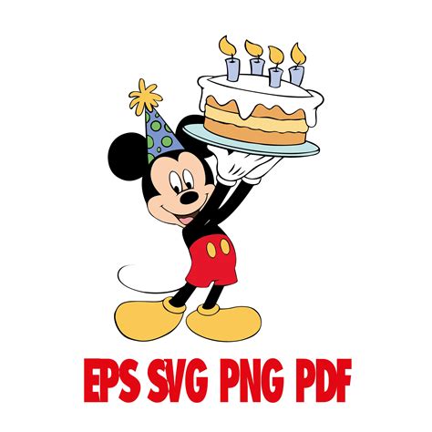 Mickey Mouse SVG Happy Birthday Svg Disney Clipart Cut | Etsy