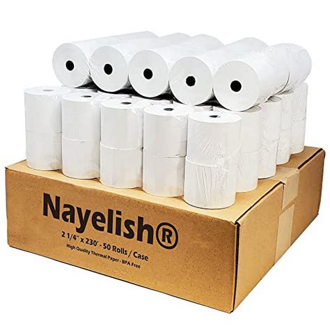 2-1/4 x 230' 1-Ply Thermal Paper (50 Rolls) BPA Free Cash Register Tape for Sharp 01PU, 01PU, ER ...