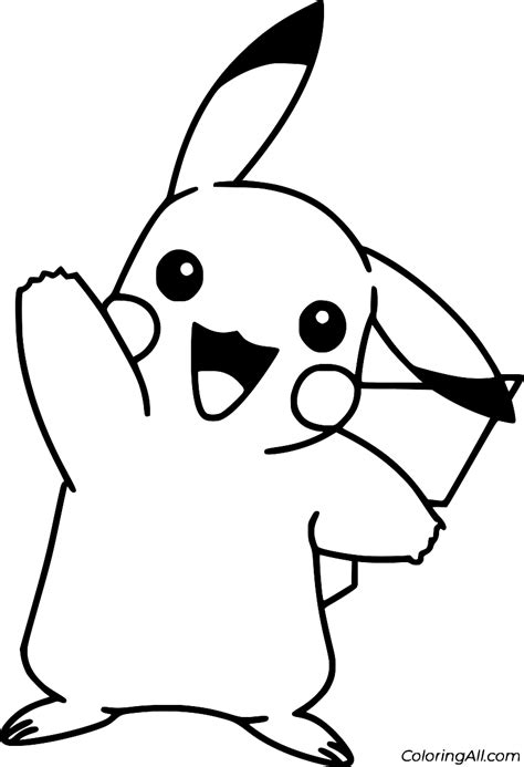 Pikachu Waving Hand Coloring Page - ColoringAll