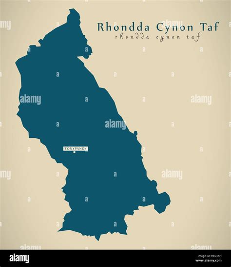 Modern Map - Rhondda Cynon Taf Wales UK illustration Stock Photo - Alamy