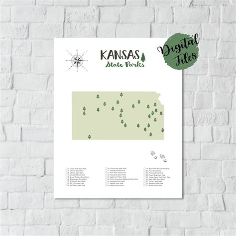 PRINTABLE Kansas State Parks Map-State Parks Of Kansas | Etsy