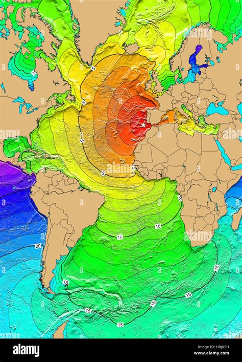 Tsunami Map, Great Lisbon Earthquake, 1755 Stock Photo - Alamy