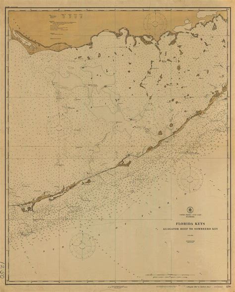 Florida Keys Historical Map - 1921 Florida Keys Map, Free Card Stock, Nautical Chart, Custom Map ...
