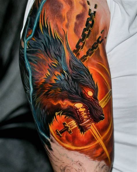 Fenrir Tattoo, Norse Tattoo, Viking Tattoos, Dragon Tattoo Arm, Dragon ...