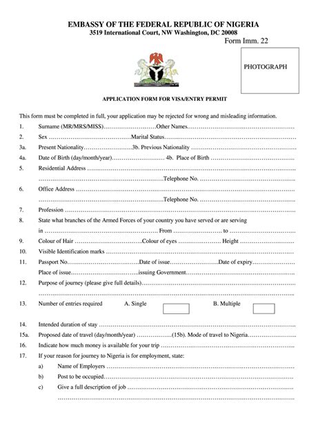 Form Visa Nigerian - Fill Online, Printable, Fillable, Blank | pdfFiller