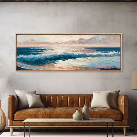 Panoramic Ocean Beach Canvas Prints Sea Landscape Nautical Photo Coastal Canvas Print Sea Wave ...