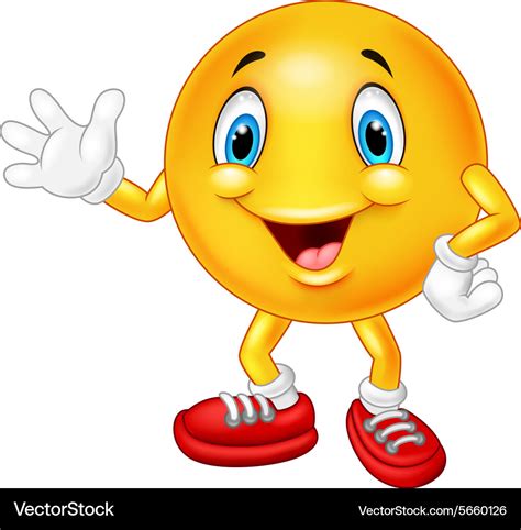 Cartoon emoticon waving hand Royalty Free Vector Image