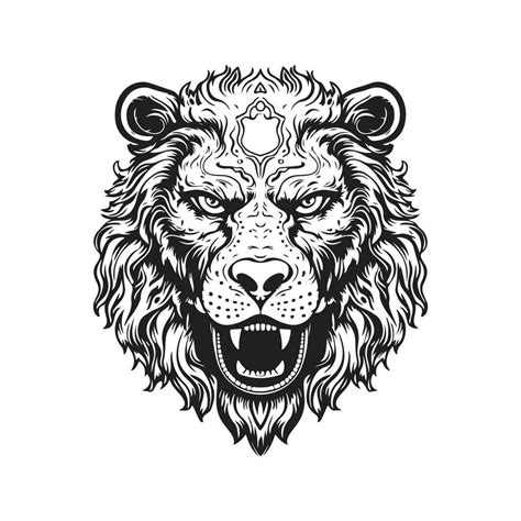 beast, vintage logo line art concept black and white color, hand drawn illustration 27615650 ...