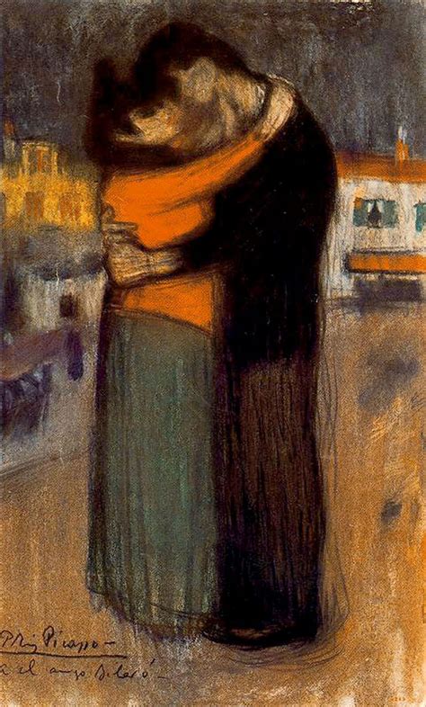 Pablo Picasso. El abrazo. París, 1900. Pastel sobre papel. 59 x 35 cm ...