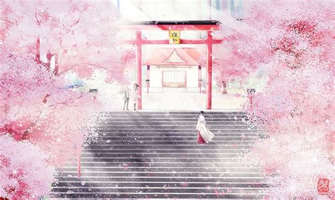 Anime, Petal, Dress, Cherry Blossom, Shrine, Long Hair, Brown Hair, Yukine (Noragami), HD ...