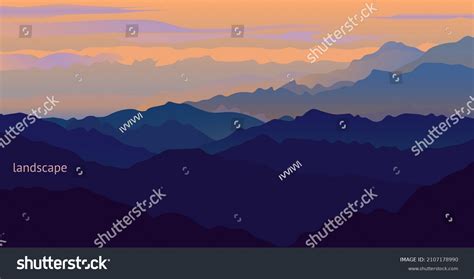 Vector Landscape Beautiful Sunset Stock Vector (Royalty Free ...