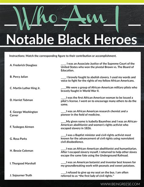 Free Black History Month Worksheet + A Reading List | Black history ...