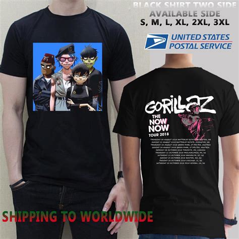 GORILLAZ HUMANZ NEW TOUR 2018 MEN/WOMEN BLACK SHIRT S-XL SIZES TITI