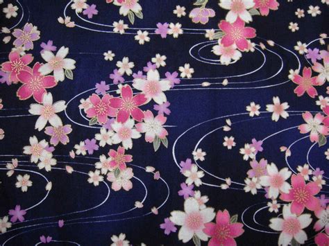 Beautiful Dark Blue Traditional Japanese Kimono Design Cotton