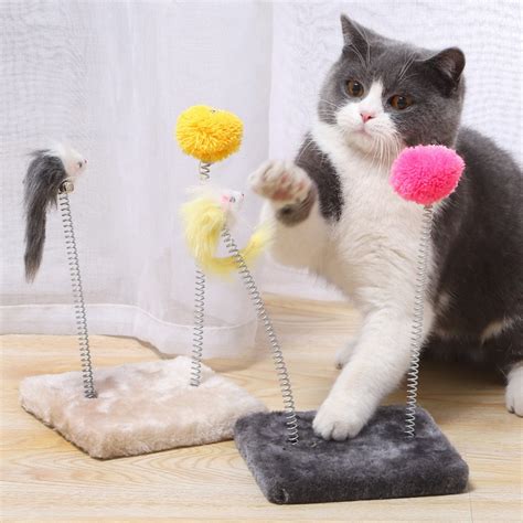 Cat Toys Pet Kitten Play Spring Elastic Interactive Catcher Toy ...