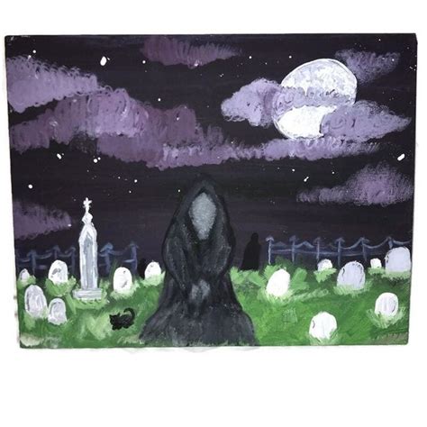 Original Canvas Panel Graveyard Painting | Painting, Original canvas, Acrylic painting canvas