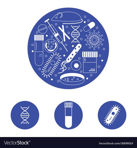 Immunology research icons Royalty Free Vector Image