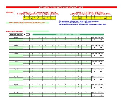 Bowling Score Sheet Printable - Printable Word Searches