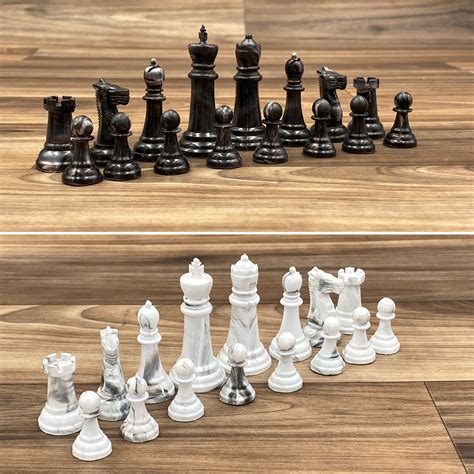 Mid Century Mini Chess Pieces, Vintage Gallant Night Collectors mottled plastic Chessmen in ...