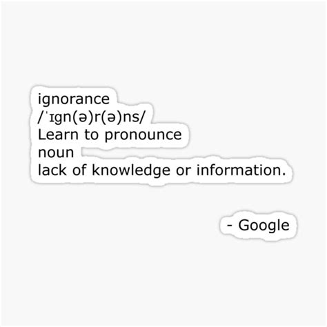 "Ignorance Definition" Sticker for Sale by Vezt | Redbubble