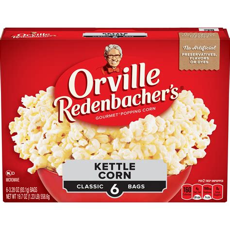 Orville Redenbachers Kettle Corn Microwave Popcorn 3.28 Oz 6 Ct - Walmart.com - Walmart.com