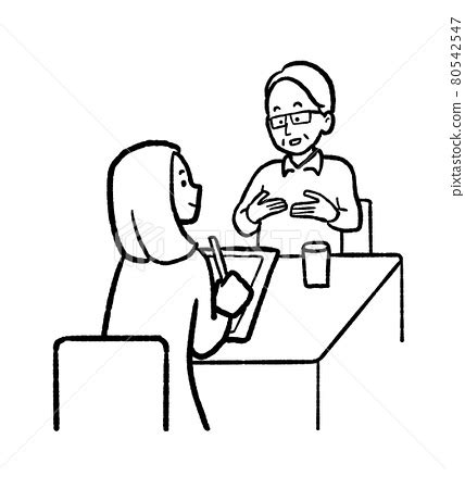 Interview illustration line drawing - Stock Illustration [80542547] - PIXTA