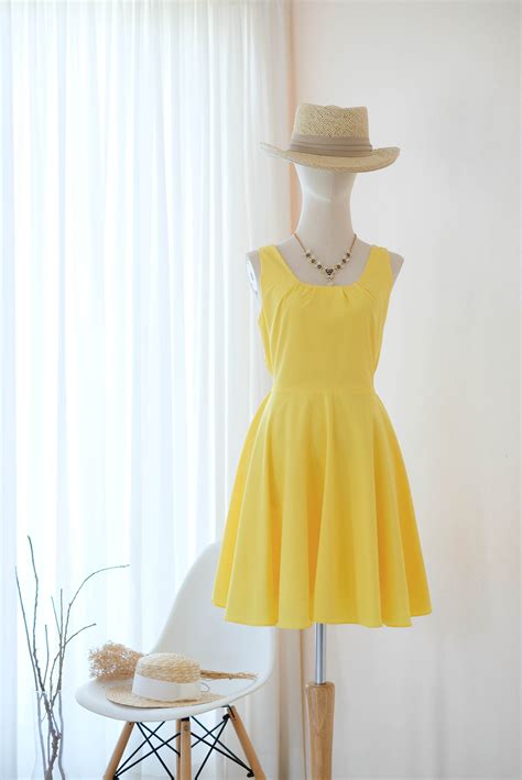 Lemon Yellow Dress Spring Yellow Bridesmaid Dress Fall | Etsy