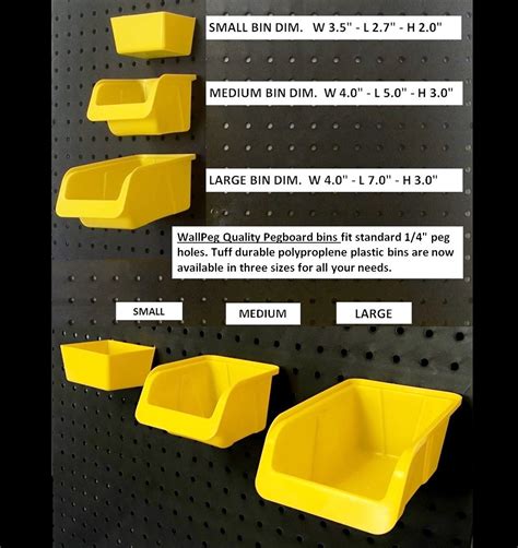 WallPeg Tool Board Accessories Plastic Pegboard Bins – Yellow Pegboard ...