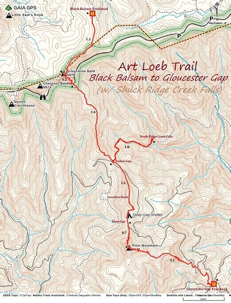 Pocket Profile Art Loeb Trail Elevation Profile Map ...