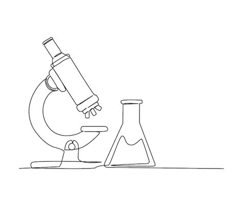 Premium Vector | Continuous one line drawing of microscope and lab test tube Simple illustration ...