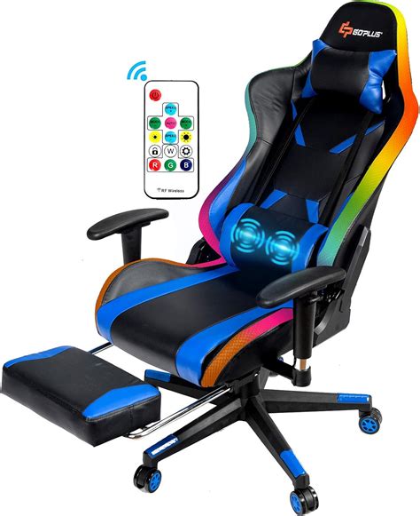 Homall Gaming Chair RGB Lighting High Back Computer Chair PU Leather ...