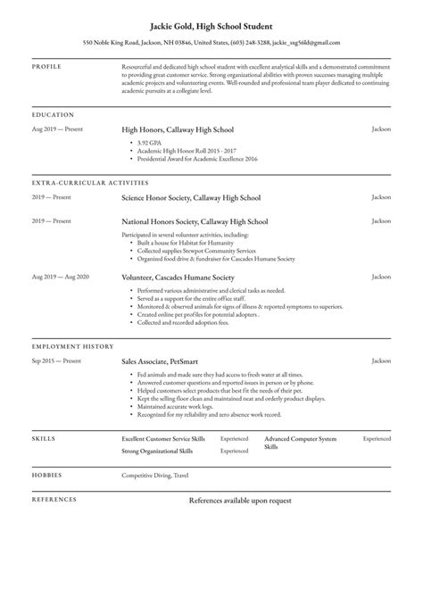 High School Student Resume Examples & Writing tips 2022 (Free Guide) High School Resume Template ...