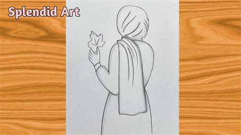 Backside face Muslim girl drawing | Hijab girl pencil drawing | @SPLENDIDART - YouTube