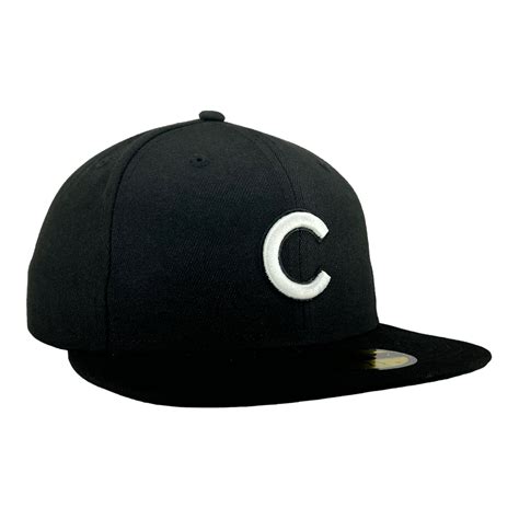 Chicago Cubs Black/White C New Era 59FIFTY Fitted Hat - Clark Street Sports