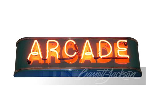 VINTAGE-STYLE TIN PAINTED ARCADE SIGN WITH NEON