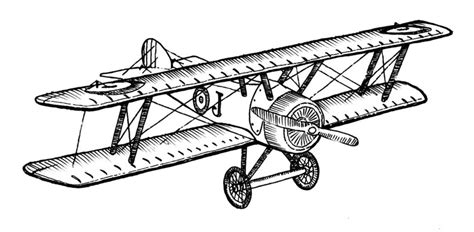 Biplane Style Vintage Airplane Ink Drawing Clipart Ready for Printing and Crafting, Perfect for ...