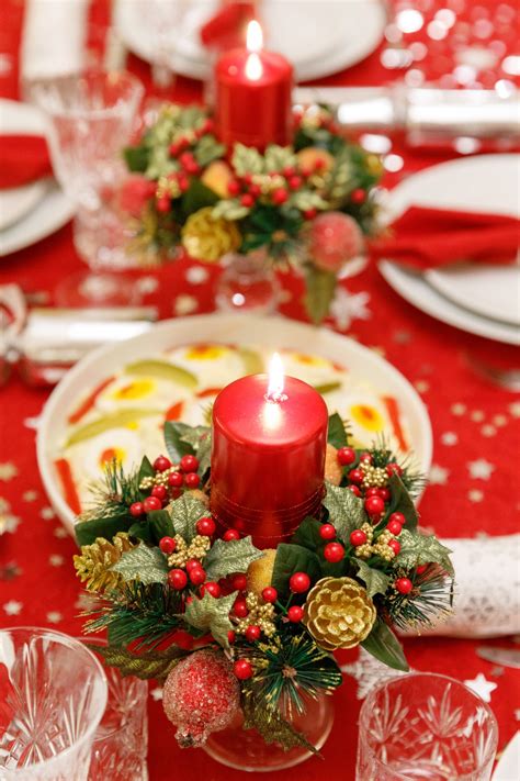 Candle On A Christmas Table Free Stock Photo - Public Domain Pictures