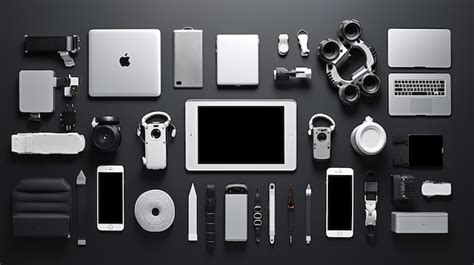 Premium Photo | Tech gadgets and devices arranged in an organized manner Generative AI