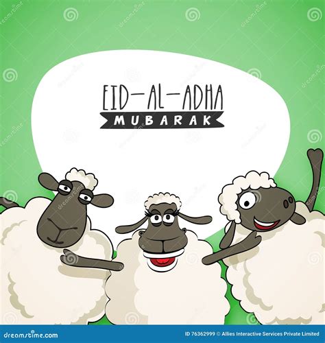 Funny Sheep for Eid-Al-Adha Mubarak. Stock Illustration - Illustration ...