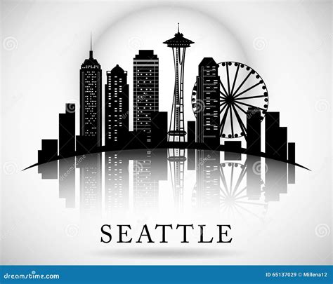 Seattle Skyline,hand-drawn Sketch Vector Illustration Isolated On White ...