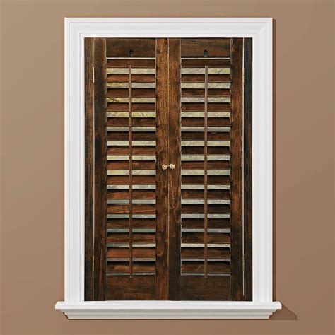 HOME basics Walnut 2-1/4 in. Plantation Real Wood Interior Shutter 29 ...