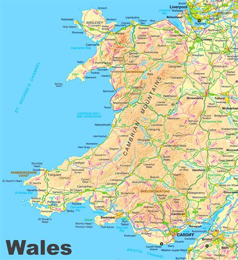 Wales road map - Ontheworldmap.com