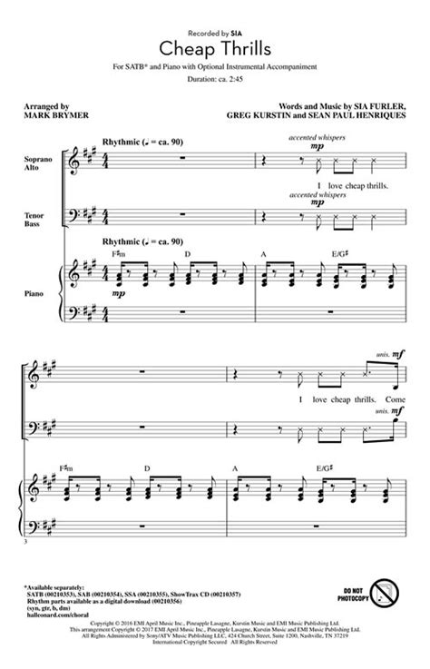 Cheap Thrills Sheet Music by Mark Brymer (SKU: 00210353) - Stanton's ...