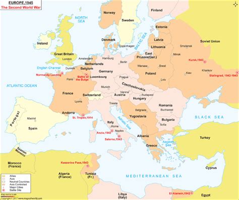 Europe 1945 And The Second World War Wall Map By Maps Of World MapSales | emjmarketing.com