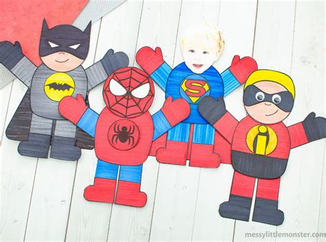 Mix and Match Superhero Craft (& printable superhero template) - Messy ...